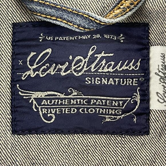 Levis Levi Strauss Signature Trucker Jacket Womens Size Medium 8-10 Blue Denim - Picture 2 of 12